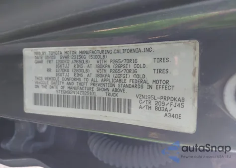 2004 Toyota Tacoma Prerunner V6 z USA, uszkodzony, nr VIN 5TEGN92N14Z329101